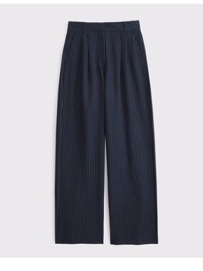 Abercrombie & Fitch Navy Pinstripe Wide-Leg Trousers